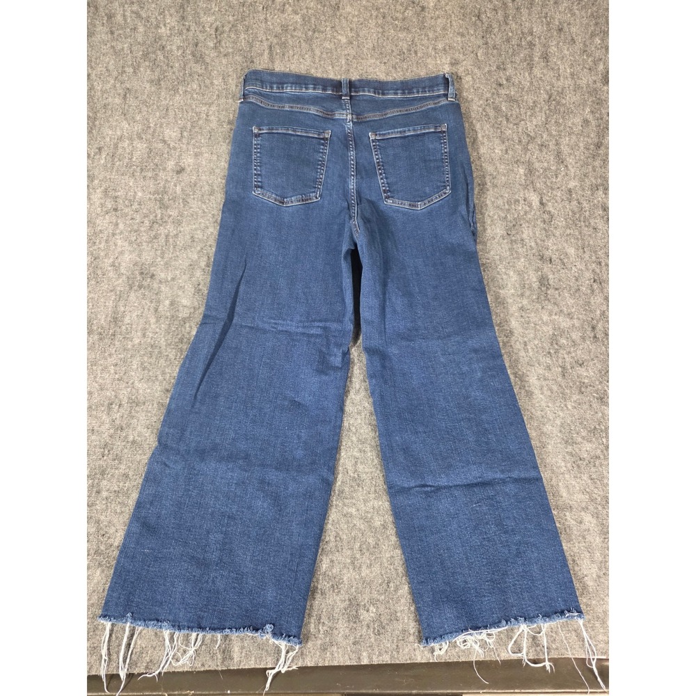 Banana Republic Wide Leg High Rise Jeans 33 16 Tall Cropped Raw Hem Blue - Picture 3 of 13